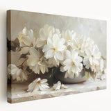 Abstract floral wall art on stretched canvas showcasing vibrant colors and intricate details, designed to enhance modern home decor with a contemporary touch.