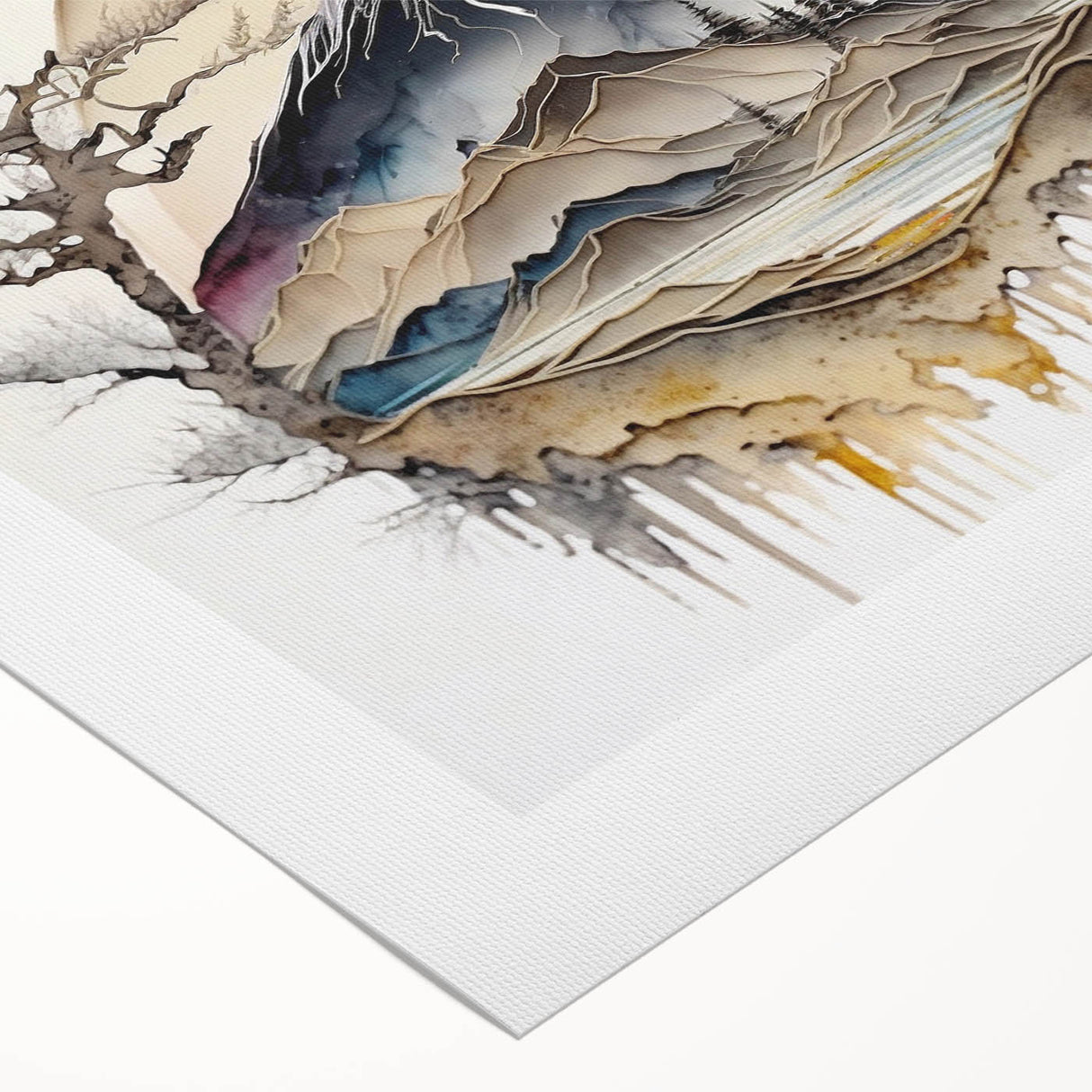 Abstract landscape wall art on rolled canvas, showcasing vibrant colors and dynamic brush strokes, ideal for modern home decor or artistic spaces.