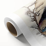 Abstract landscape wall art on rolled canvas showcasing vibrant colors and fluid shapes, ideal for modern home decor. Packaged securely in a cardboard tube for easy transport and display.