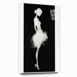 Abstract figurative acrylic artwork displayed on glass, showcasing vibrant colors and fluid shapes. The side view highlights its modern design, perfect for contemporary decor.