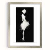 Abstract figurative frame with a silver mat, showcasing an elegant design ideal for modern decor. Perfect for enhancing living spaces with a touch of sophistication.