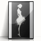 Framed abstract figurative art piece in black acrylic, showcasing dynamic shapes and fluid lines, perfect for modern home decor. Stylish front view emphasizes its contemporary design and artistic flair.