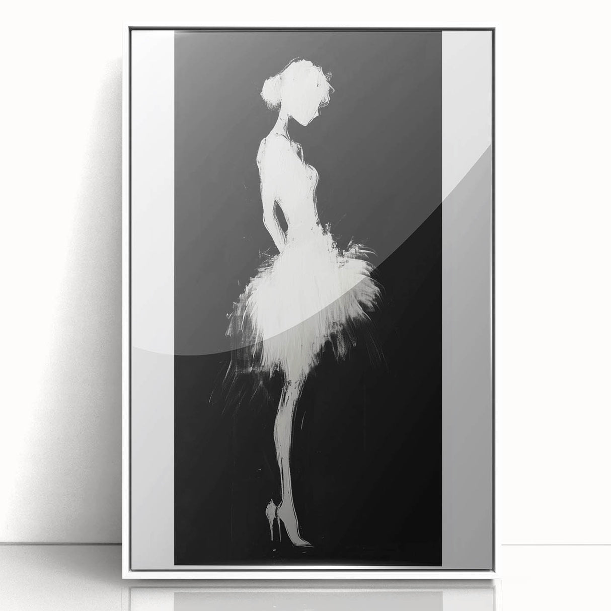 Framed abstract figurative wall art in white acrylic, showcasing vibrant colors and intricate design, perfect for modern home decor, enhancing aesthetic appeal.