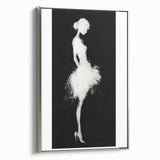 Silver-framed abstract figurative canvas artwork displaying modern design elements, showcasing elegant lines and shapes that enhance contemporary decor.