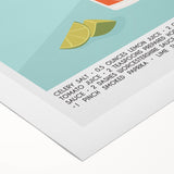 Art deco poster featuring a stylized cocktail glass, rendered in bold black and gold tones on a rolled canvas.