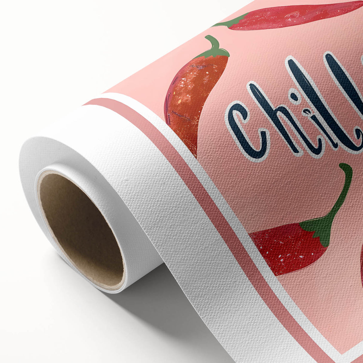 Art Deco style poster featuring assorted fruits in vibrant colors on rolled canvas.