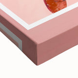 Large art of a black and white landscape painting featuring assorted fruits, on stretched canvas.