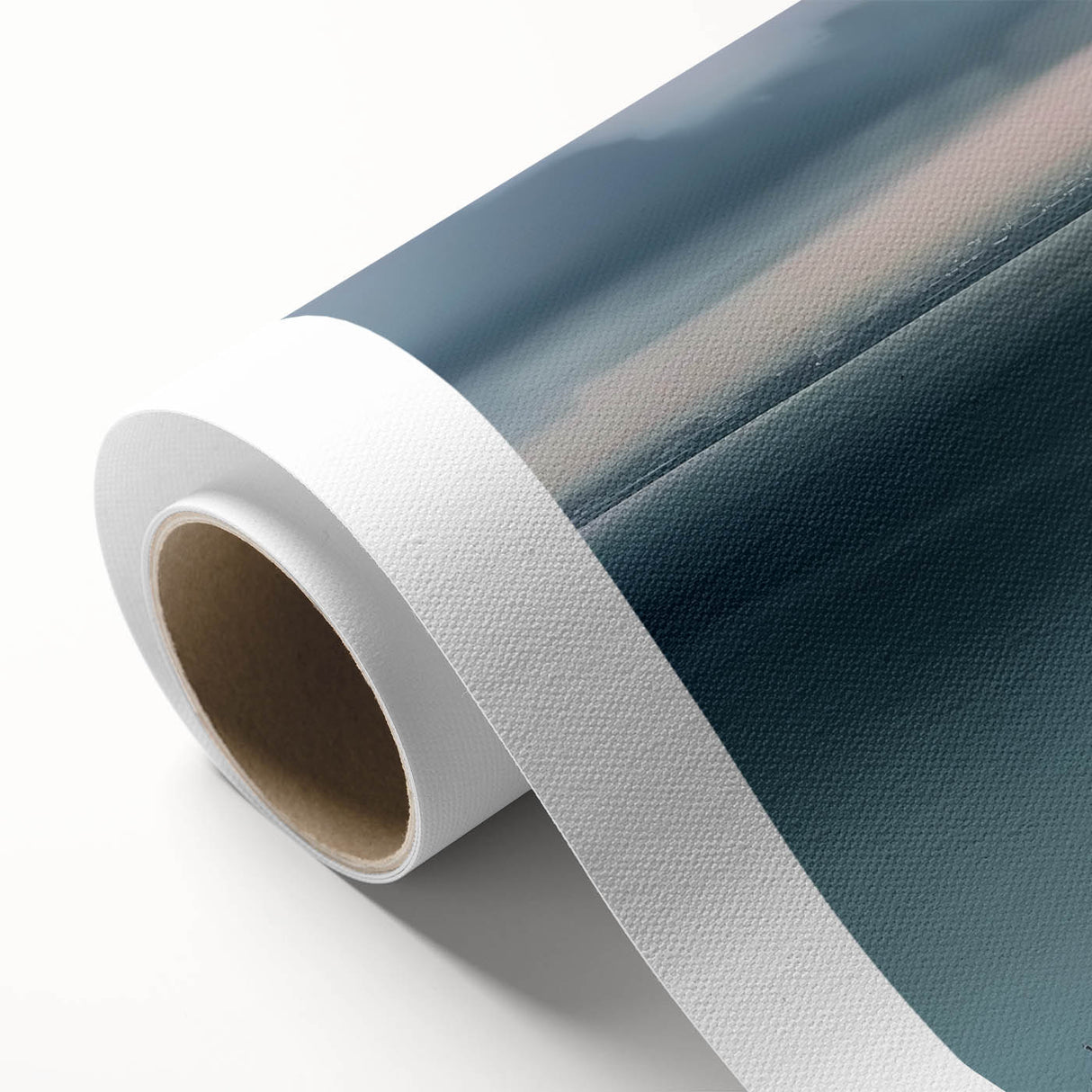 Rolled canvas showcasing a vibrant landscape bridge design with rich colors and intricate details, elegantly packaged in a protective cardboard tube for art enthusiasts.