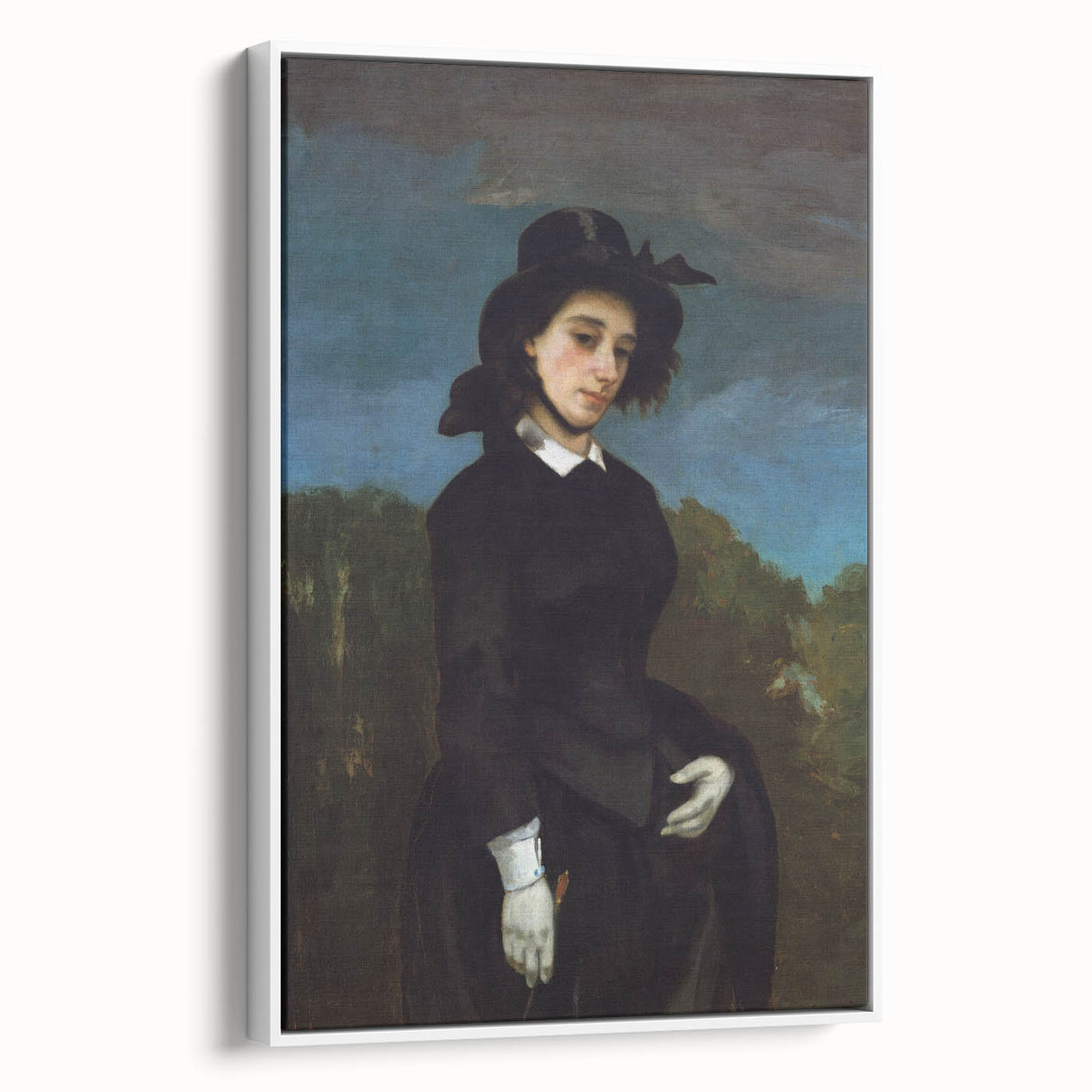 Realism Art Prints - Woman in a Riding Habit by Gustave Courbet Canvas Art