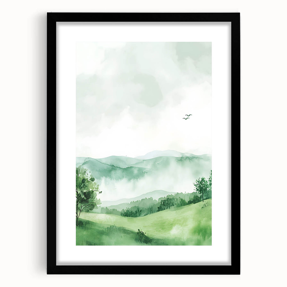 Misty Green Hills Nursery Wall Art - Baby Room & Kids Decor