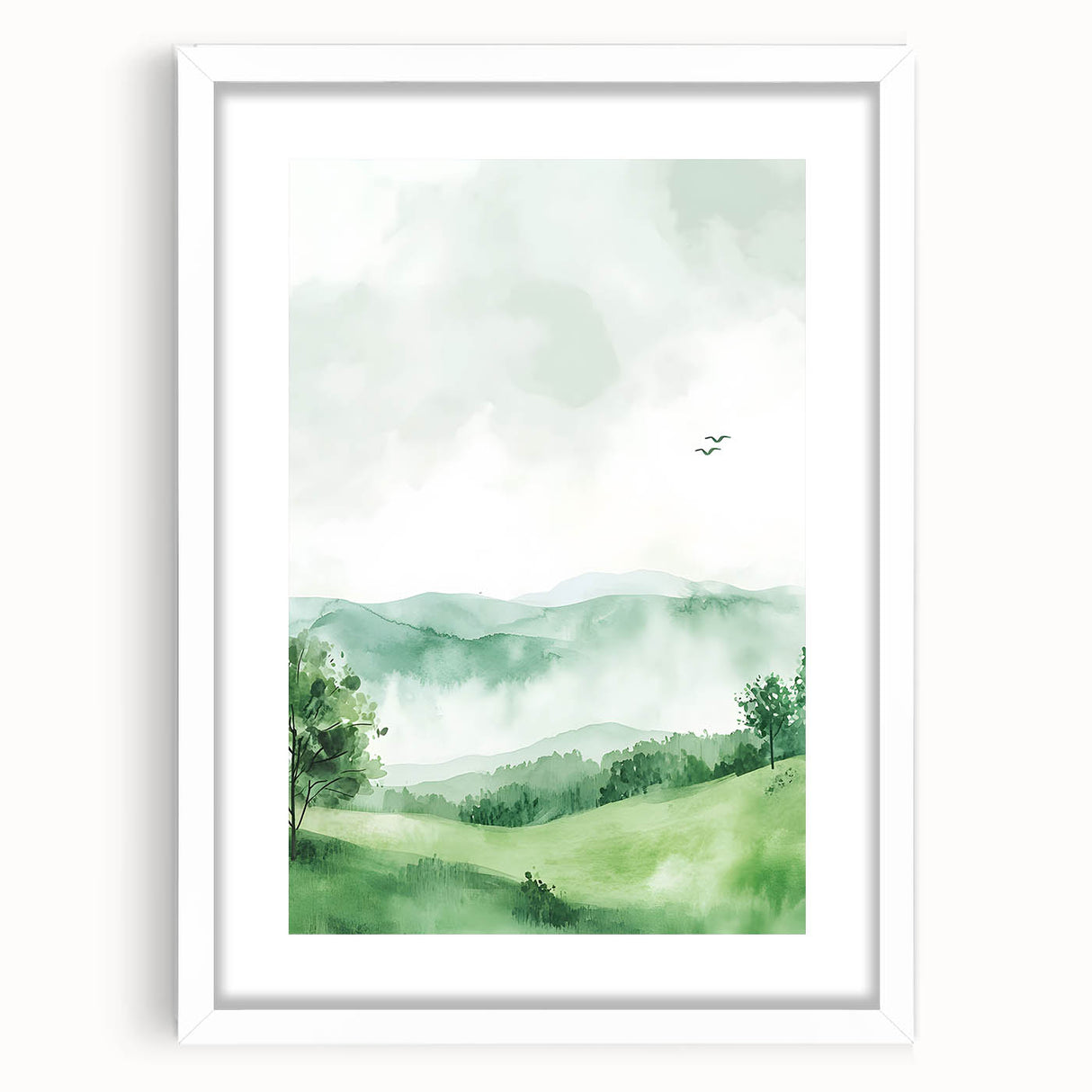 Misty Green Hills Nursery Wall Art - Baby Room & Kids Decor