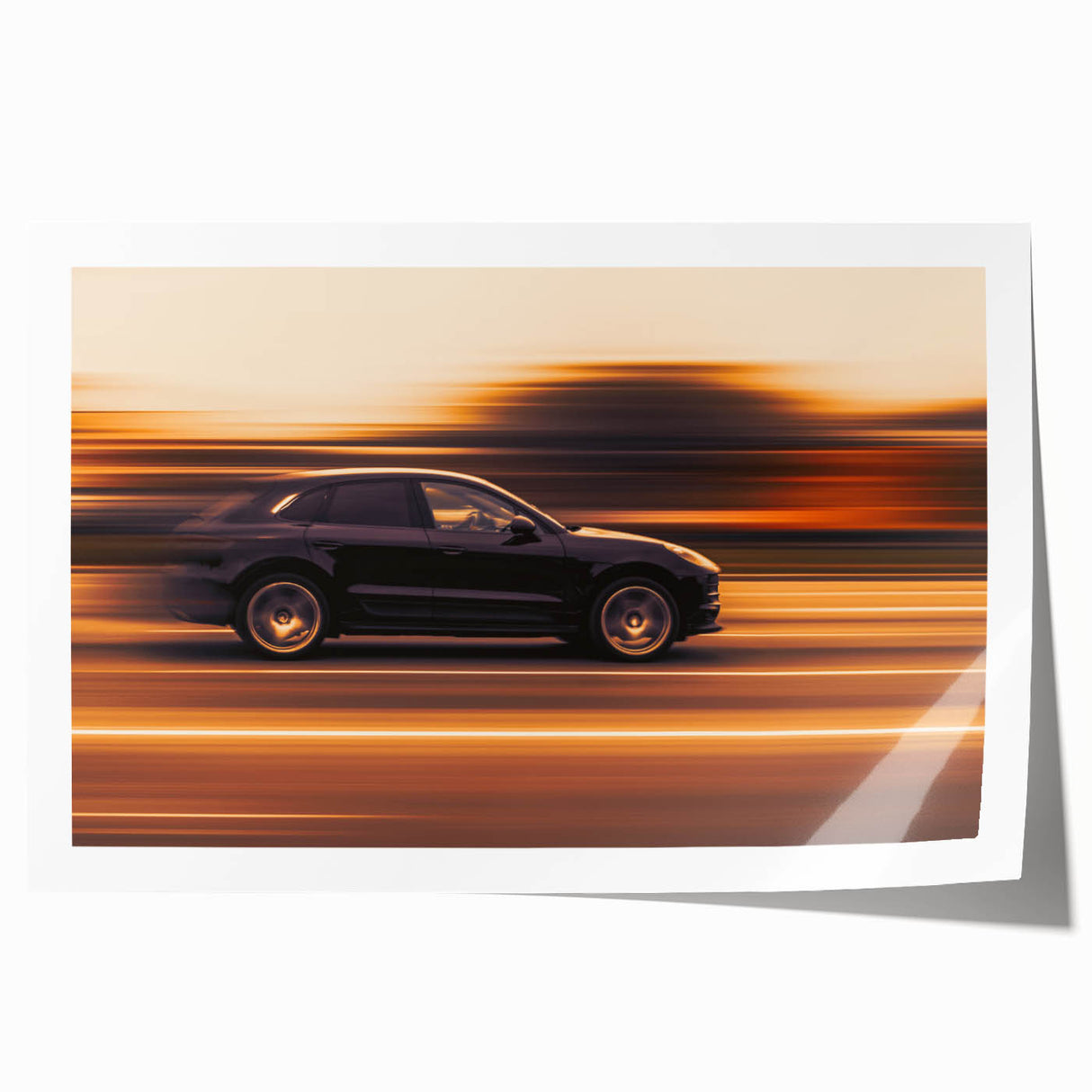 Speed Motion Photography Wall Art – Abstract Car in Sunset Tones