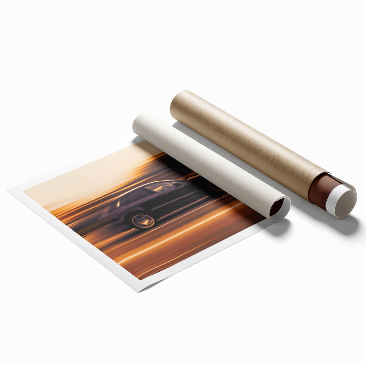 Speed Motion Photography Wall Art – Abstract Car in Sunset Tones