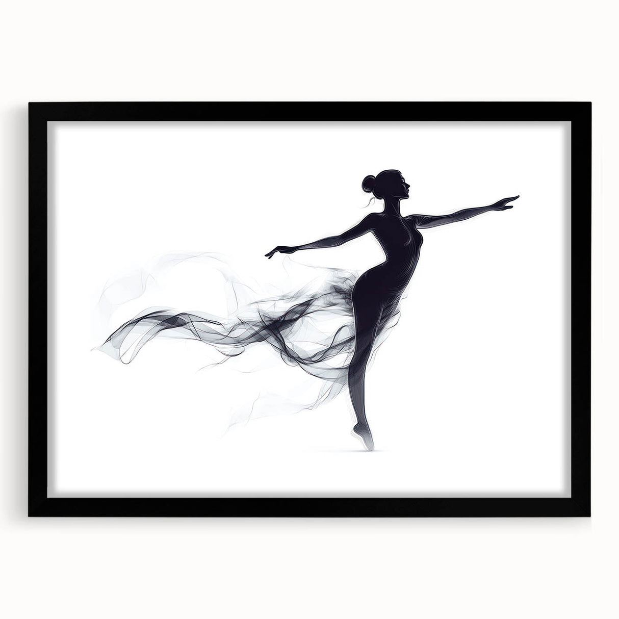 Smoky Grace – Minimalist Emotive Ballerina Silhouette Wall Art