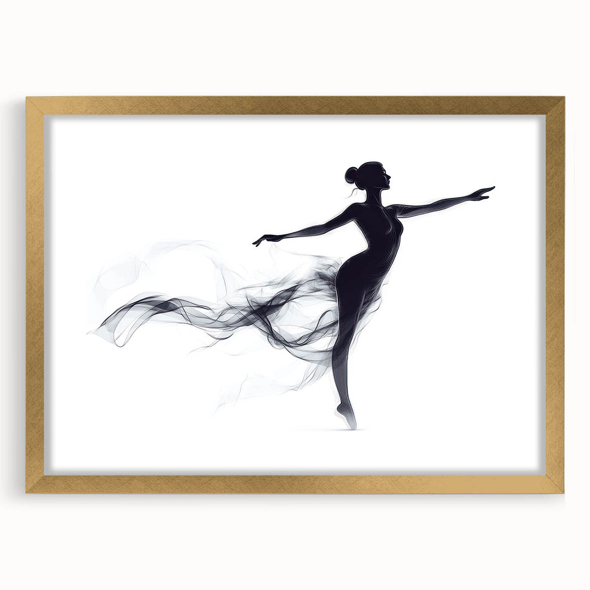 Smoky Grace – Minimalist Emotive Ballerina Silhouette Wall Art