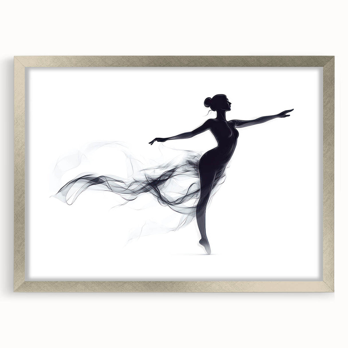 Smoky Grace – Minimalist Emotive Ballerina Silhouette Wall Art