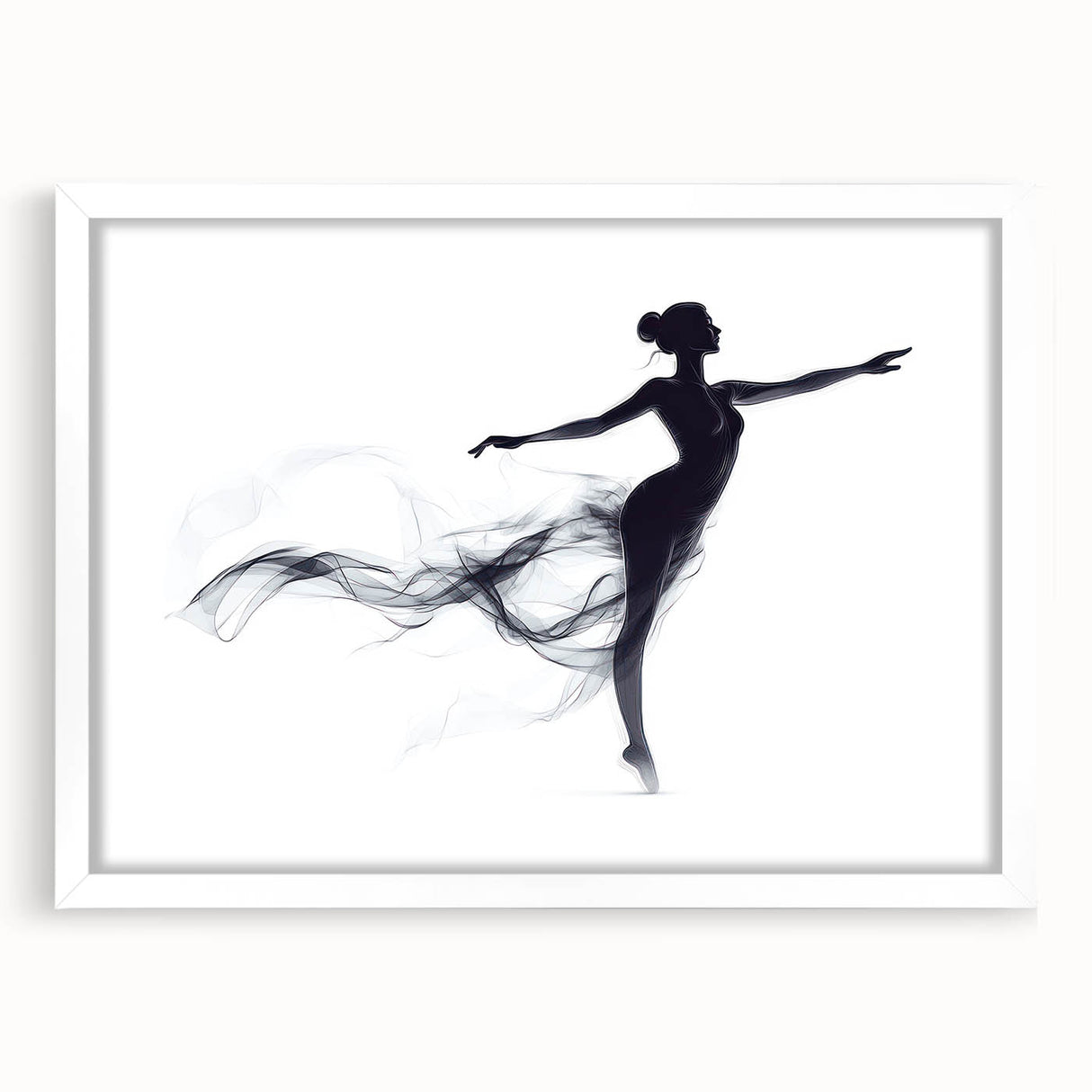 Smoky Grace – Minimalist Emotive Ballerina Silhouette Wall Art