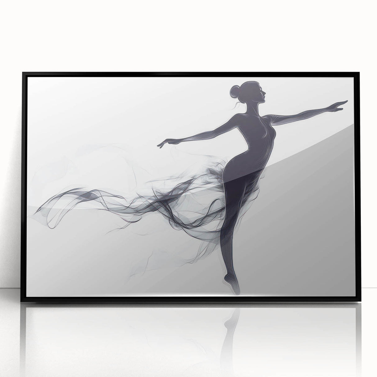 Smoky Grace – Minimalist Emotive Ballerina Silhouette Wall Art