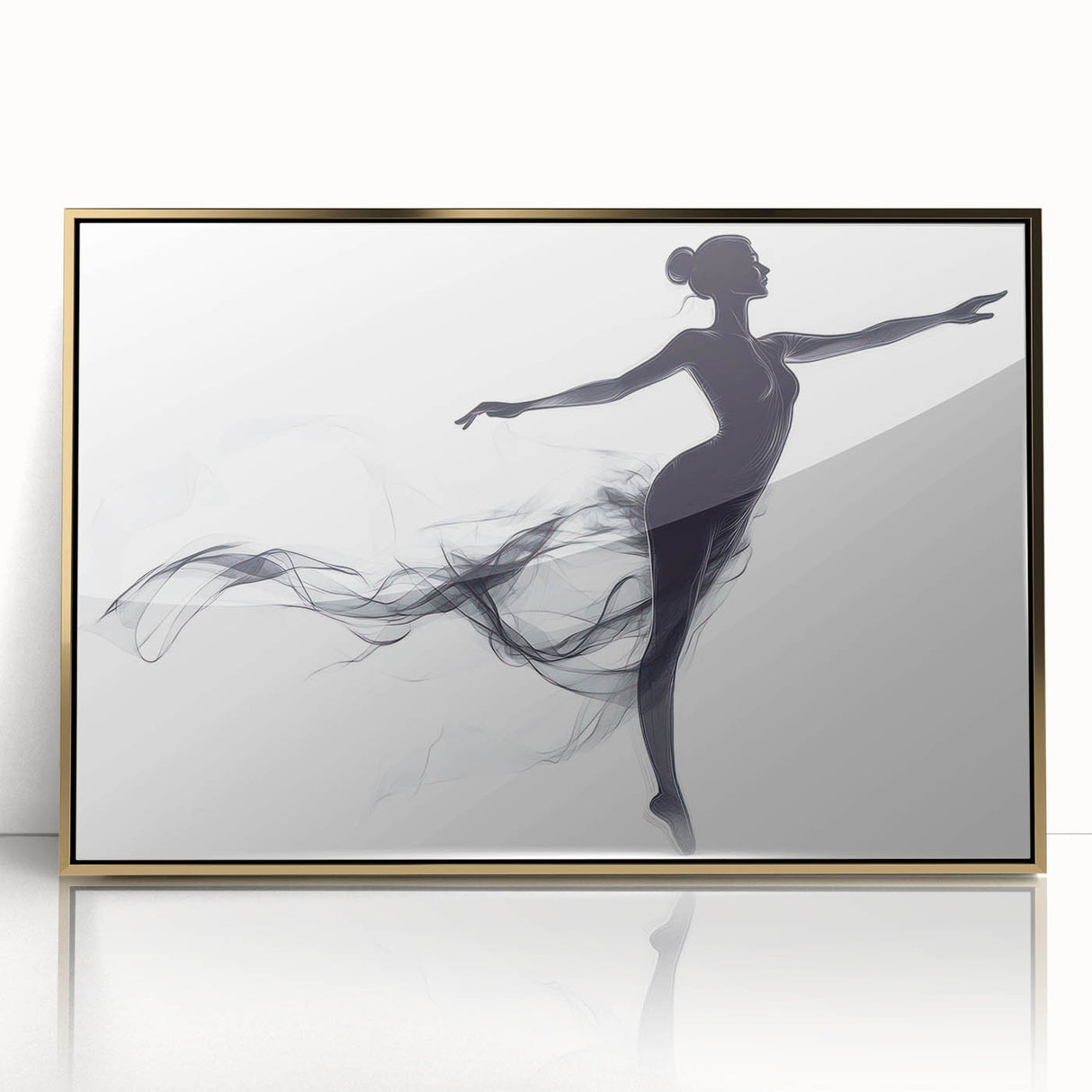 Smoky Grace – Minimalist Emotive Ballerina Silhouette Wall Art