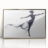 Smoky Grace – Minimalist Emotive Ballerina Silhouette Wall Art
