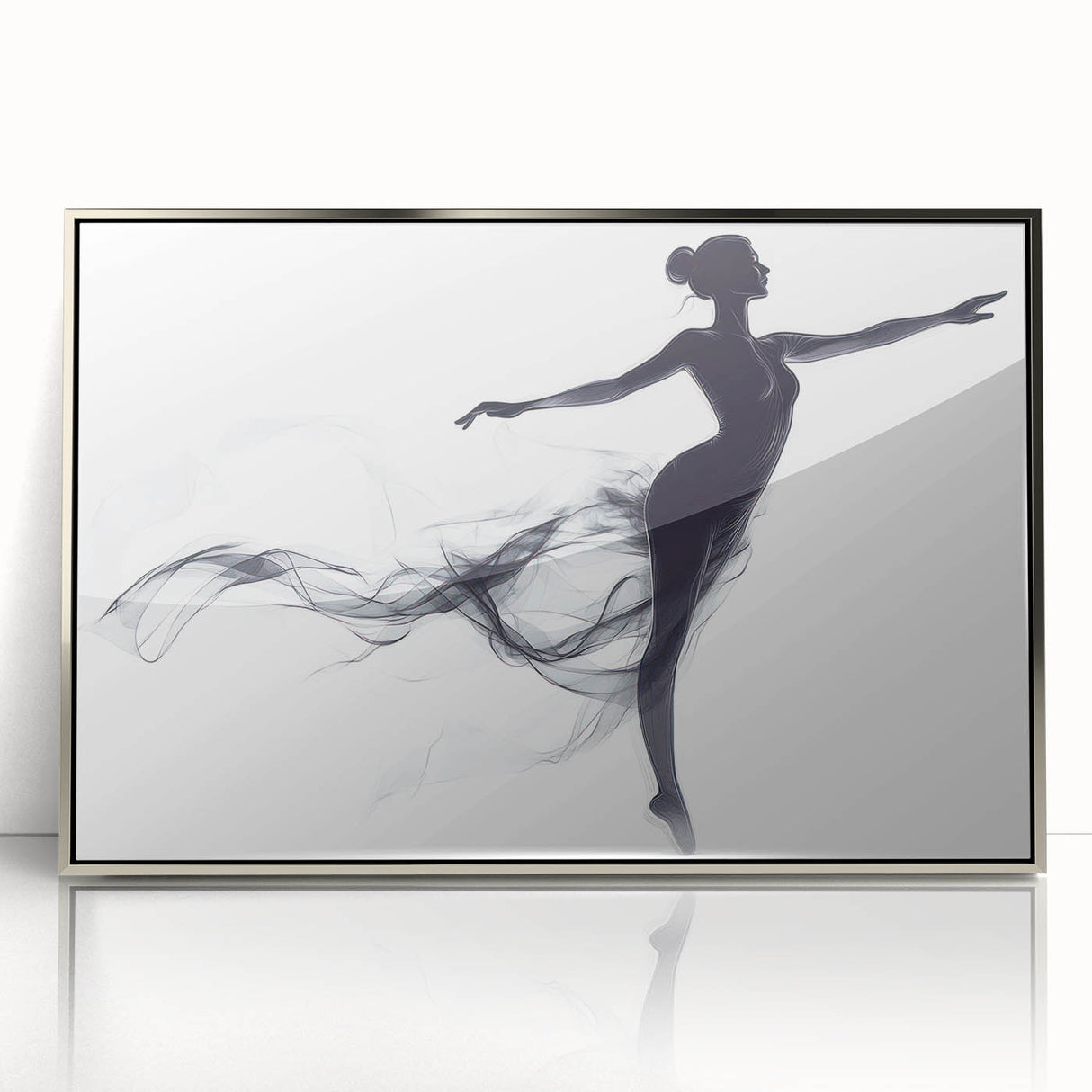 Smoky Grace – Minimalist Emotive Ballerina Silhouette Wall Art