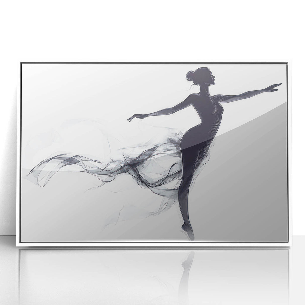 Smoky Grace – Minimalist Emotive Ballerina Silhouette Wall Art