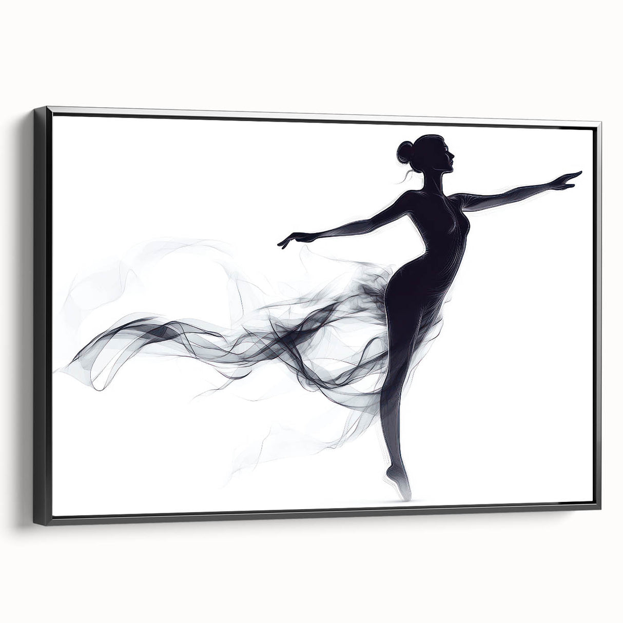 Smoky Grace – Minimalist Emotive Ballerina Silhouette Wall Art
