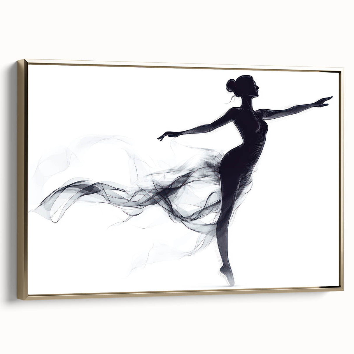 Smoky Grace – Minimalist Emotive Ballerina Silhouette Wall Art