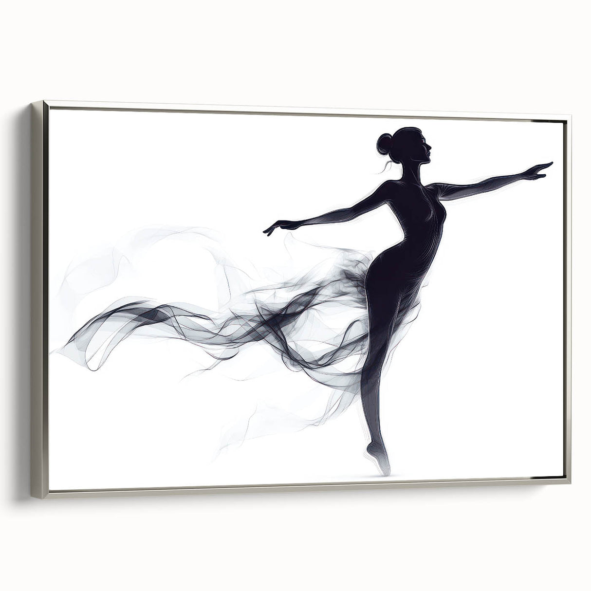 Smoky Grace – Minimalist Emotive Ballerina Silhouette Wall Art