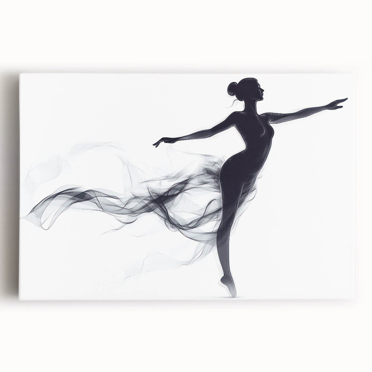 Smoky Grace – Minimalist Emotive Ballerina Silhouette Wall Art