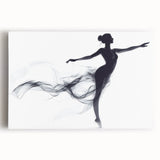 Smoky Grace – Minimalist Emotive Ballerina Silhouette Wall Art