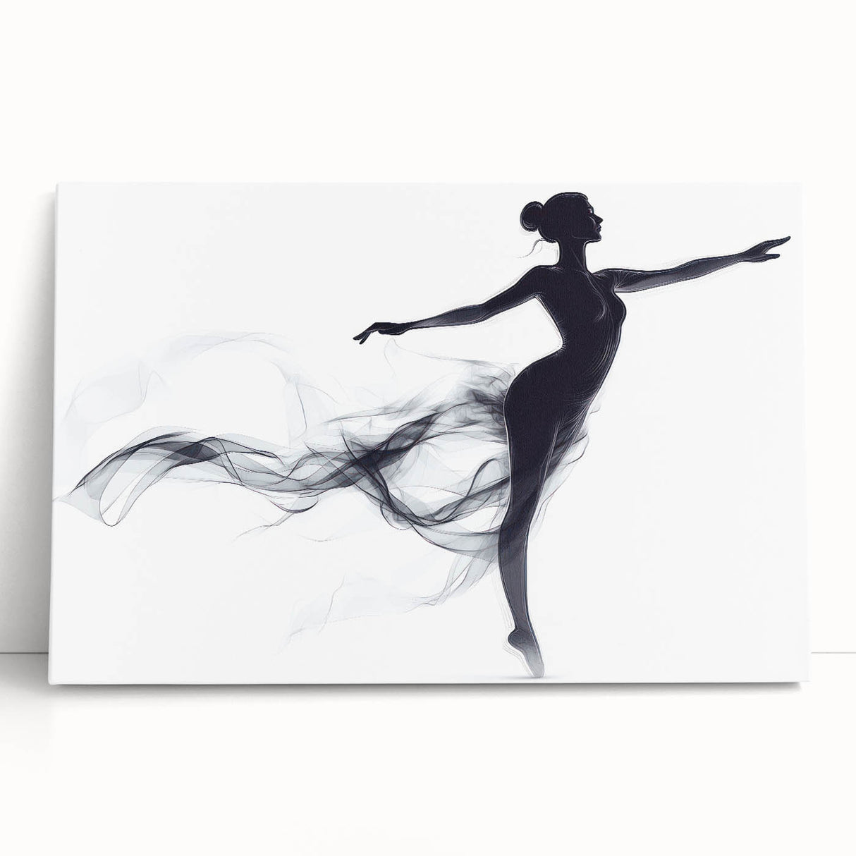 Smoky Grace – Minimalist Emotive Ballerina Silhouette Wall Art