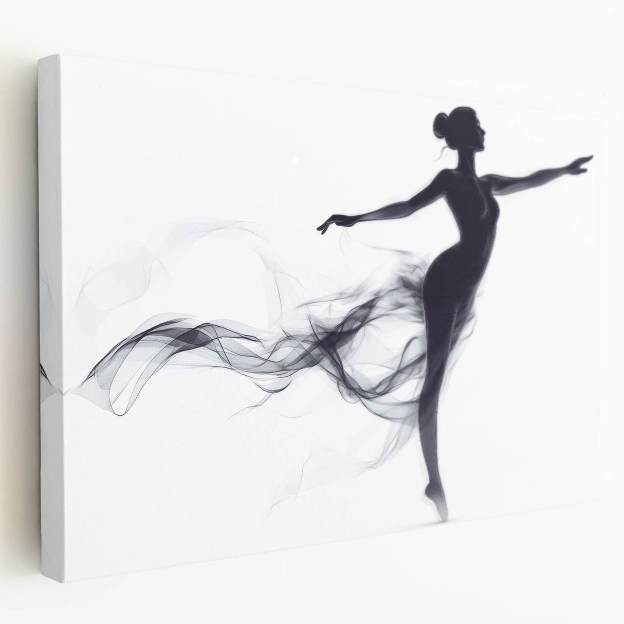 Smoky Grace – Minimalist Emotive Ballerina Silhouette Wall Art