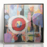 Framed acrylic artwork showcasing an abstract geometric design in silver tones, perfect for modern home decor. Ideal for enhancing contemporary interiors.