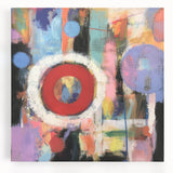 Colorful abstract geometric canvas artwork showcasing vibrant shapes and patterns, perfect for modern home decor or gallery display, emphasizing creativity and style.