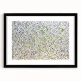 Abstract splatter art frame in black, showcasing vibrant colors against a mat background, perfect for modern home decor and artistic displays.