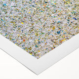 Vibrant abstract splatter design on rolled canvas showcasing a mix of bold colors and dynamic shapes, ideal for modern home decor or art enthusiasts.