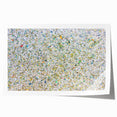 Abstract splatter art print showcasing vibrant colors and dynamic patterns on rolled canvas, ideal for modern home decor or creative spaces, securely packaged in a protective tube.