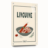 Large abstract wall art on acrylic glass featuring swirling blue and white patterns, ideal for modern dining room decor.