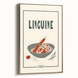 Framed canvas featuring a vintage poster of a black and gold landscape, ideal for bedroom wall art.