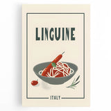 Large black and white canvas featuring an abstract design of dishes, ideal for kitchen wall art.