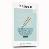 Large abstract wall art featuring an array of colorful food dishes on acrylic glass, ideal for bedroom or dining room decor.