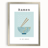 Textured art depicting abstract food dishes in muted earth tones, framed with a silver mat.
