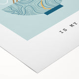 Art deco poster featuring assorted food dishes in muted earth tones on rolled canvas, suitable for dining room walls.