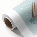 Art Deco poster featuring an array of colorful food dishes on rolled canvas, suitable for dining room wall art.