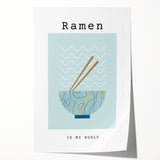 Rolled print of various stylized food dishes in muted earth tones, ideal for art wall dining room.