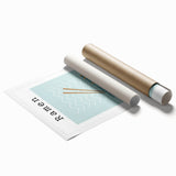 Extra large rolled print featuring an assortment of detailed floral art in soft pastel shades.