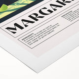 Art deco poster featuring a stylized cocktail glass in bold black and gold shades on rolled canvas.