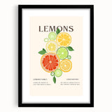 Extra large abstract art print featuring colorful, textured fruits, in a black frame, ideal for living room decor.