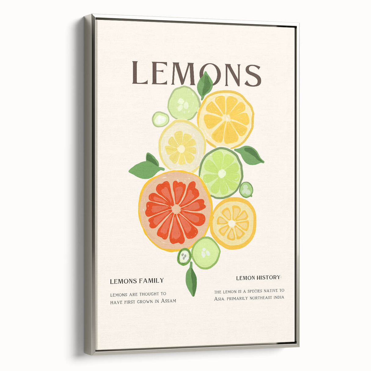 Framed canvas landscape art painting featuring colorful fruits on a black background, ideal for kitchen wall art.